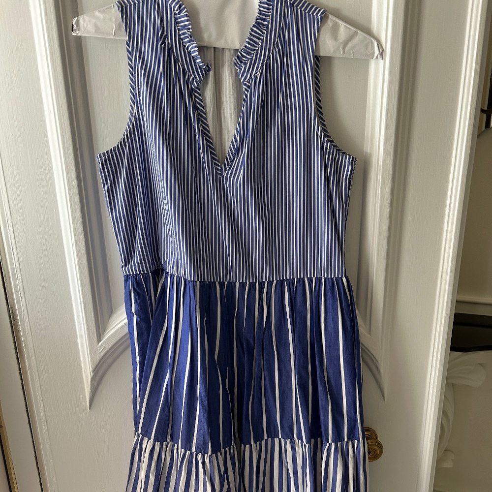 J Crew blue and white striped casual dress, size small